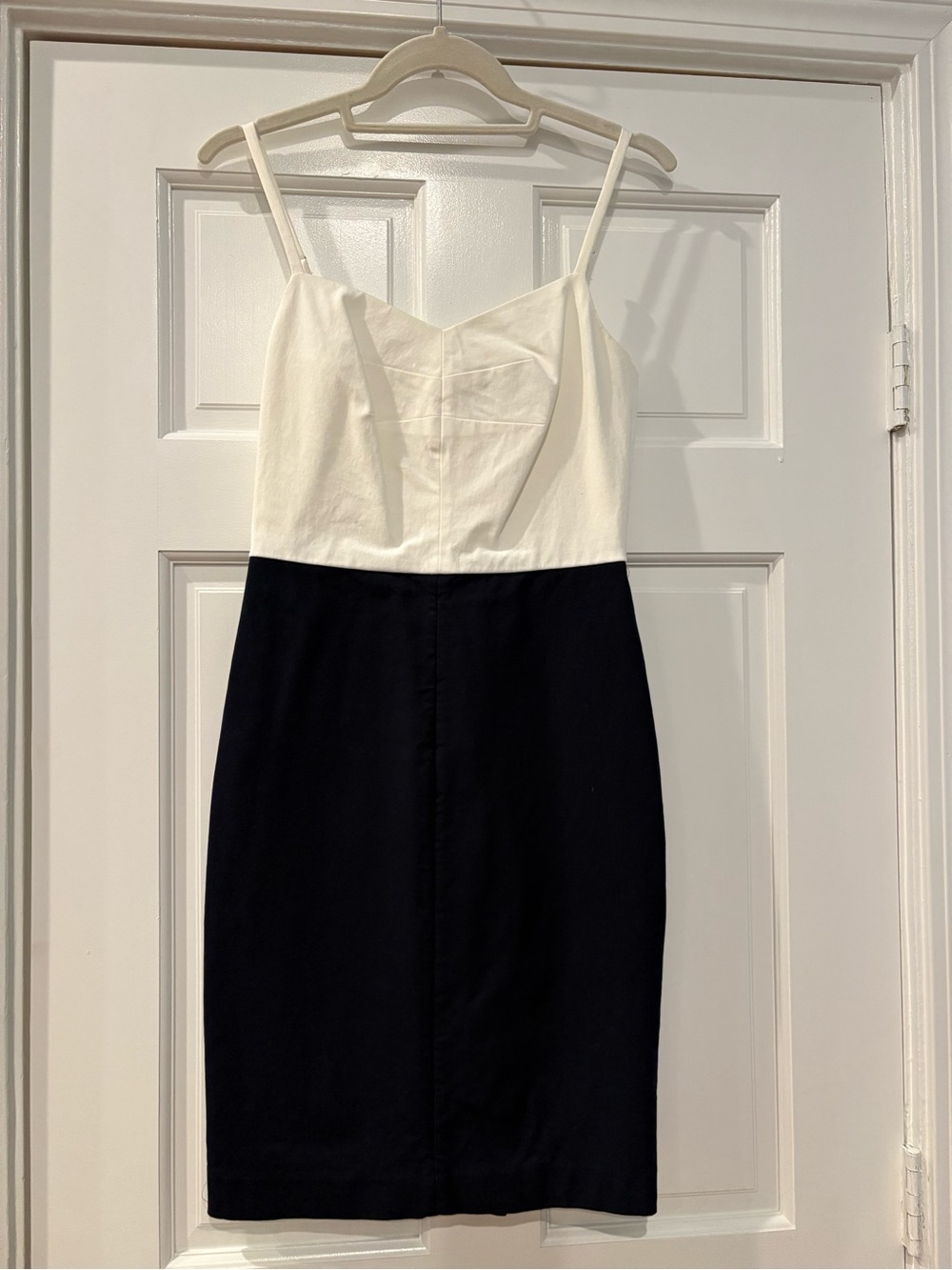 Banana Republic White and Blue Two-Tone Spaghetti Strap Sheath Dress